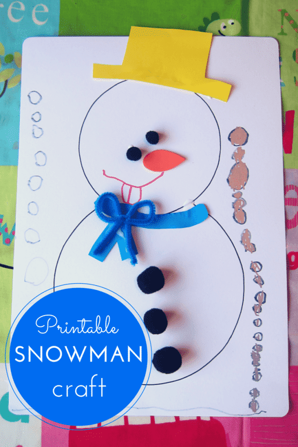 Printable snowman craft for kids