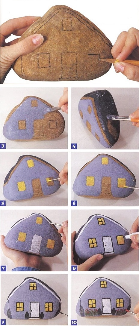 Painted rock houses how to