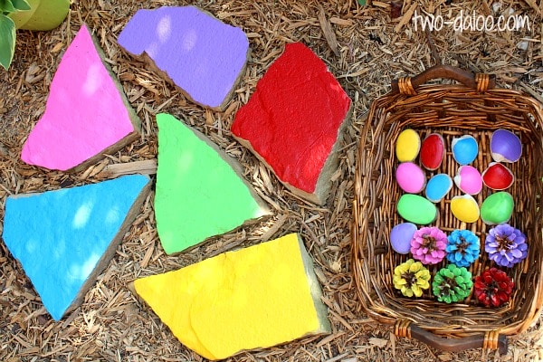 Colour matching garden game stones rocks pebbles