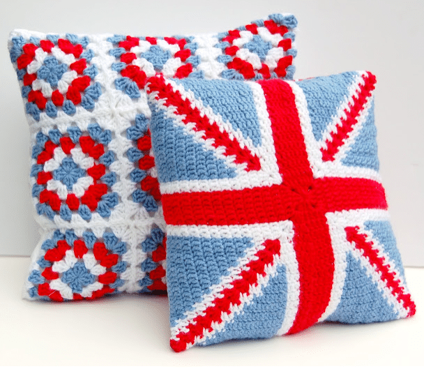 crochet union jack cushion