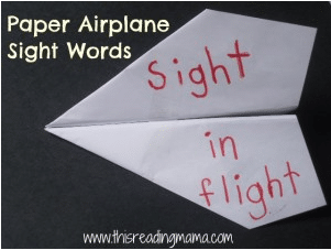 sight word paper plane game