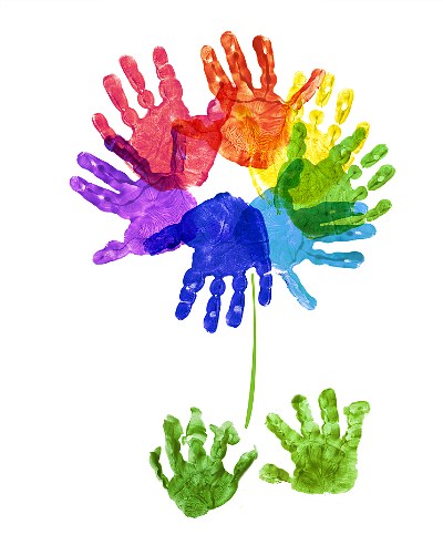 rainbow handprint flower