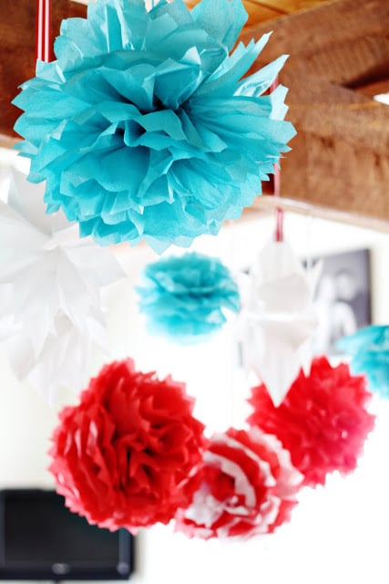 tissue paper pom poms