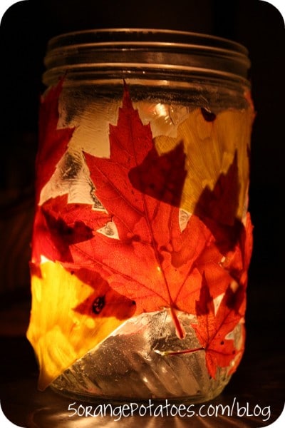 Mod Podge leaf lantern