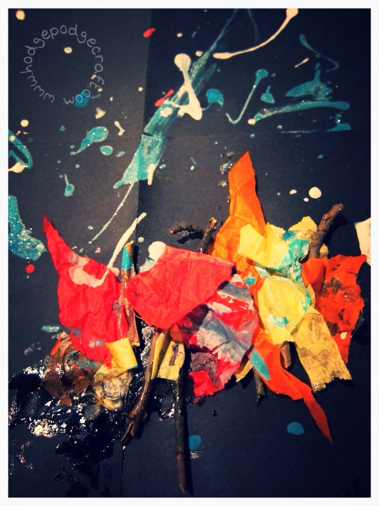 mixed media firework collage