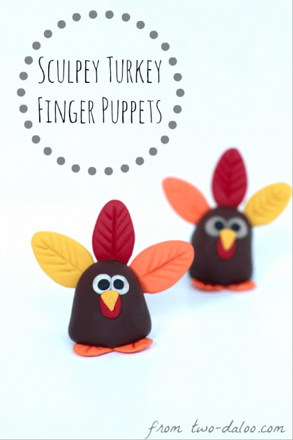 Sculpey turkey finger puppets