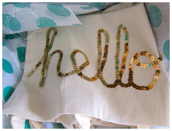 sparkly tote bag