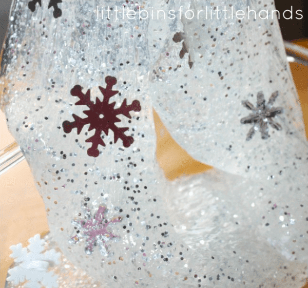 Glitter snowflake slime