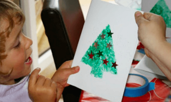 Glitter stencil Christmas tree