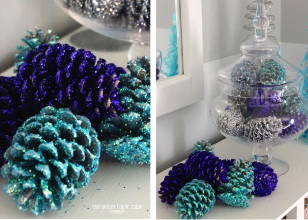 glitter pinecones-thehomesihavemade