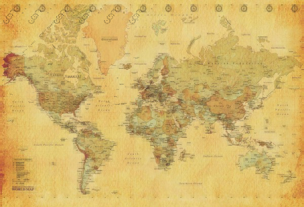 Vintage World Map 3150x2320
