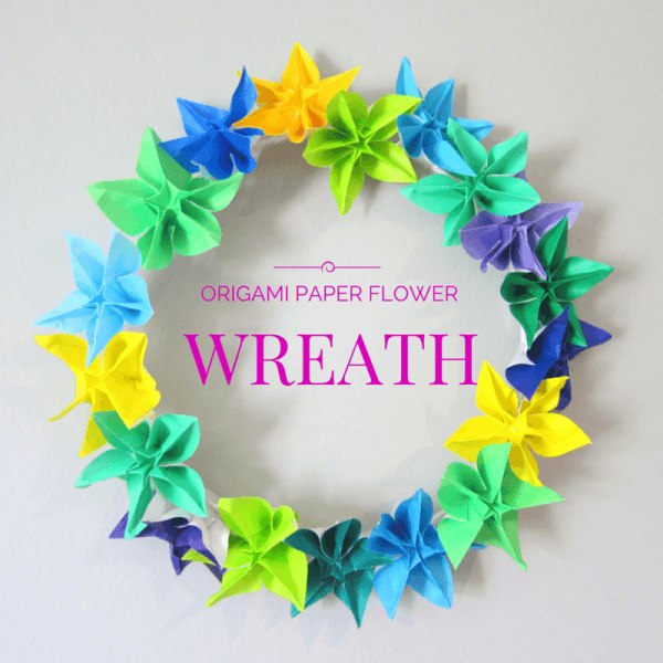 Origami paper flower wreath