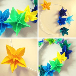 How to make a wreath using origami flowers – HodgePodgeCraft