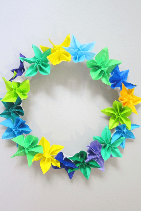 Origami flower wreath