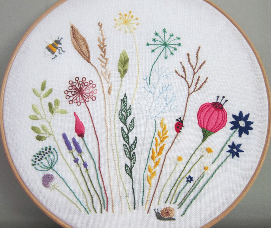 Free floral meadow embroidery pattern