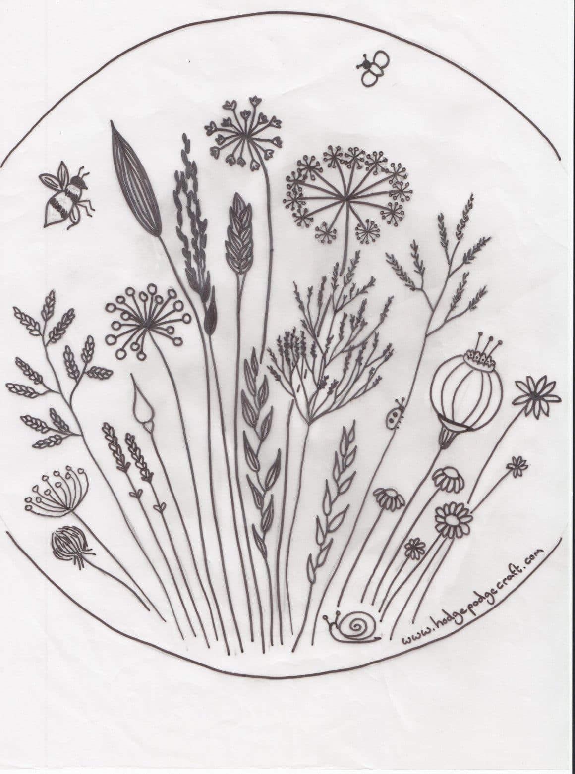 Free floral meadow embroidery pattern – HodgePodgeCraft