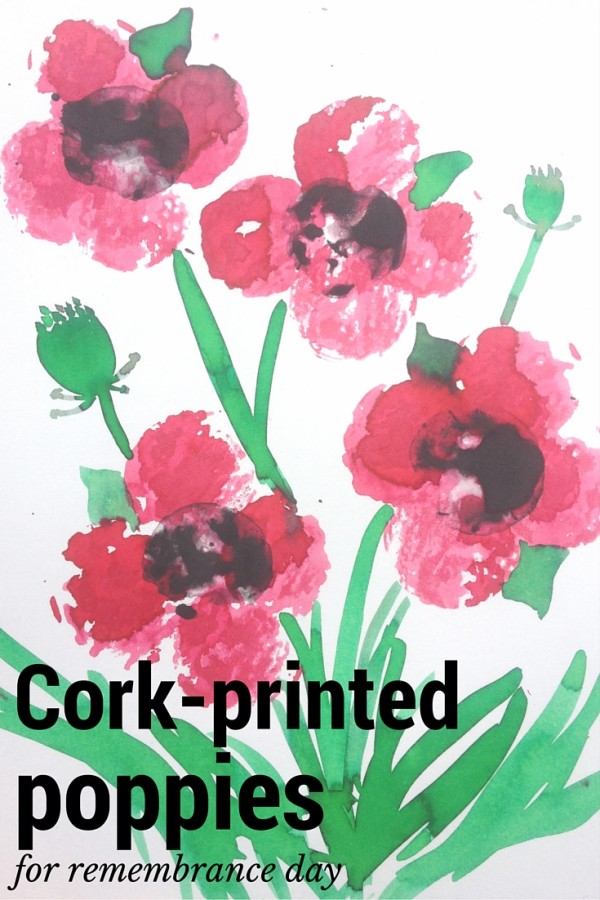 Cork-printed poppies