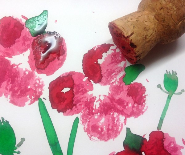 Cork printed poppies