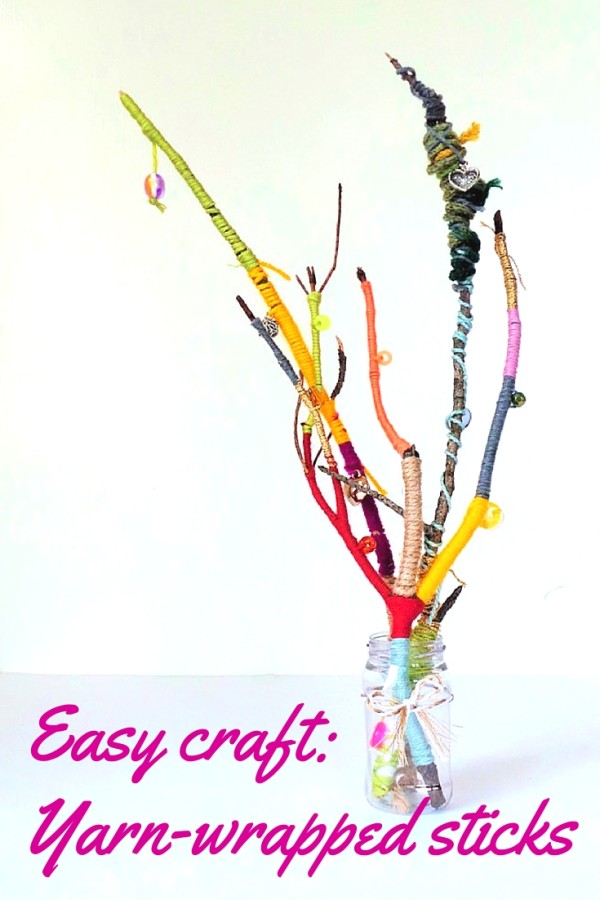 Easy yarn craft wrapped sticks